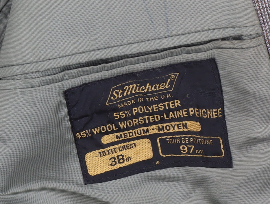 St Michael Men's Grey Herringbone Blazer 38R