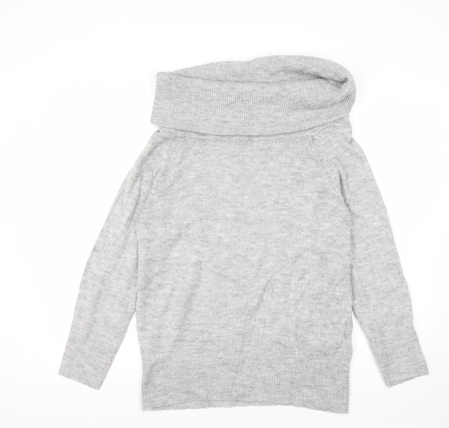 Jacqueline de Yong Women's Grey Cowl Neck Pullover Jumper Small