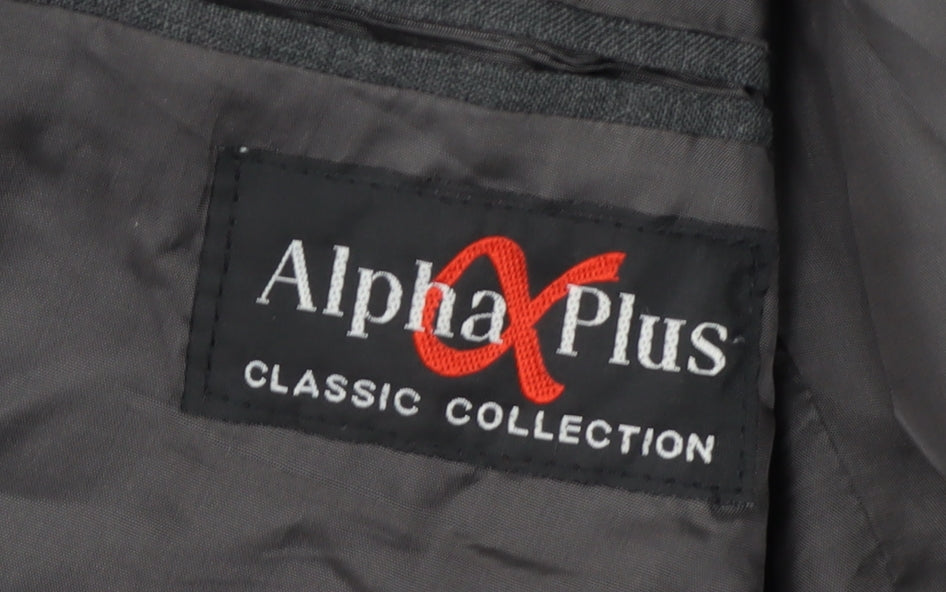 Alpha Plus Men's Grey Blazer, 42R, Single-Breasted