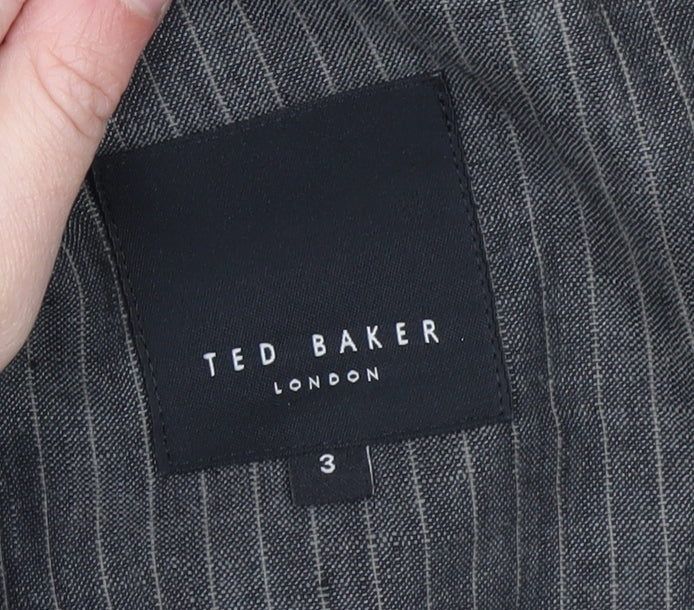 Ted Baker Men's Grey Striped Linen Blazer, Size 3