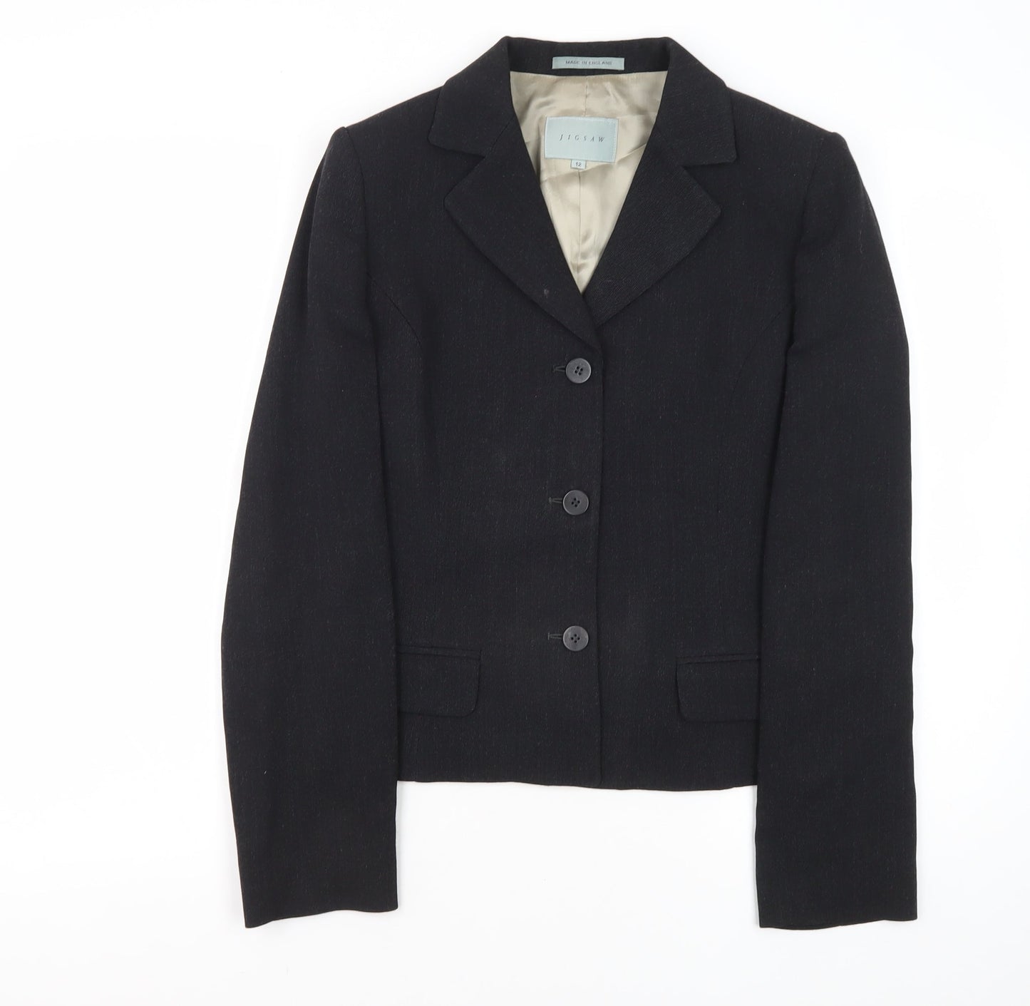 Jigsaw Women's Black Blazer, Size 12, Classic Style