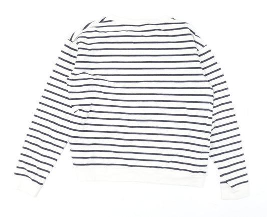 Mango Women's White Striped Pullover Sweatshirt XS