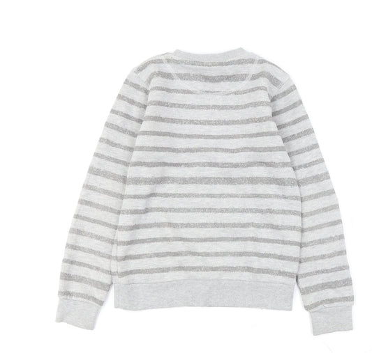Bench Boys Grey Striped Pullover Sweatshirt 9-10 Years