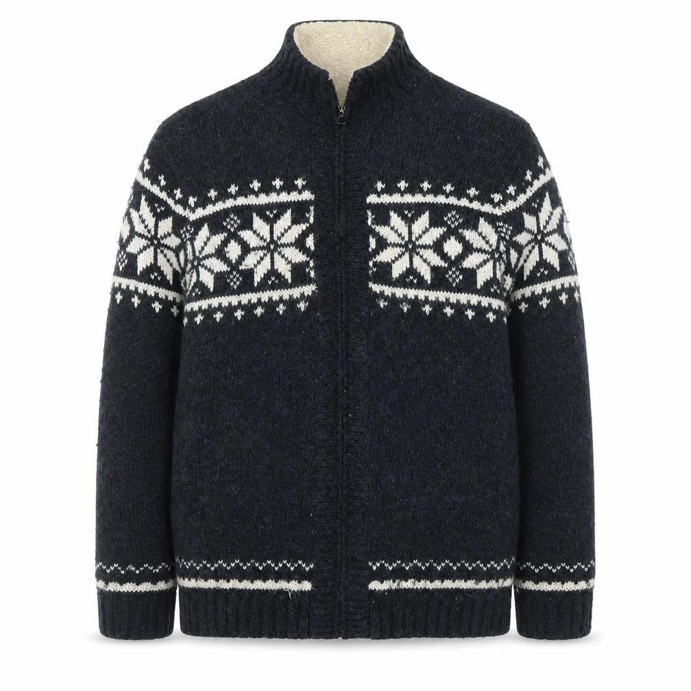 Atlantic Bay Men's Blue Full Zip Jumper, Size L, Winter Knit