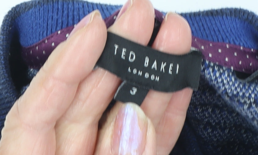 Ted Baker Men's Blue Pullover Jumper, M, Geometric Design