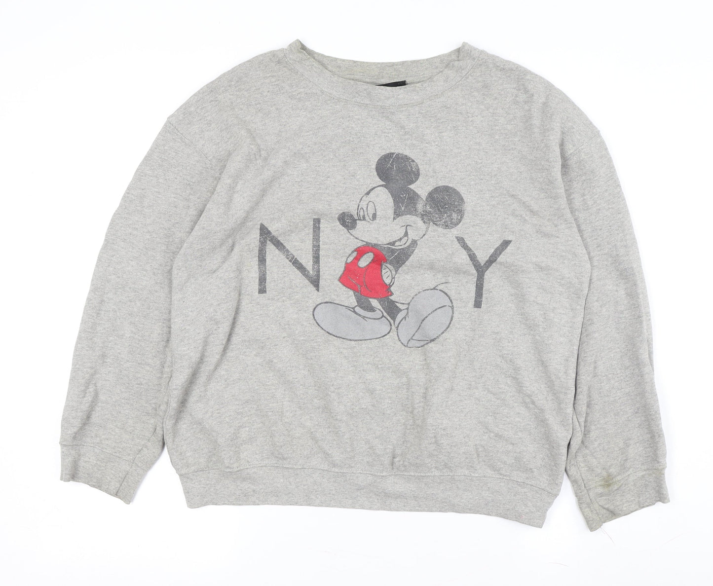 Disney Women's Grey Mickey Mouse Pullover Sweatshirt Size 6