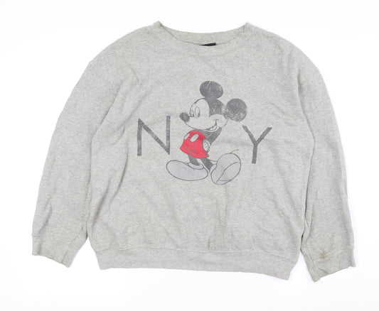 Disney Women's Grey Mickey Mouse Pullover Sweatshirt Size 6