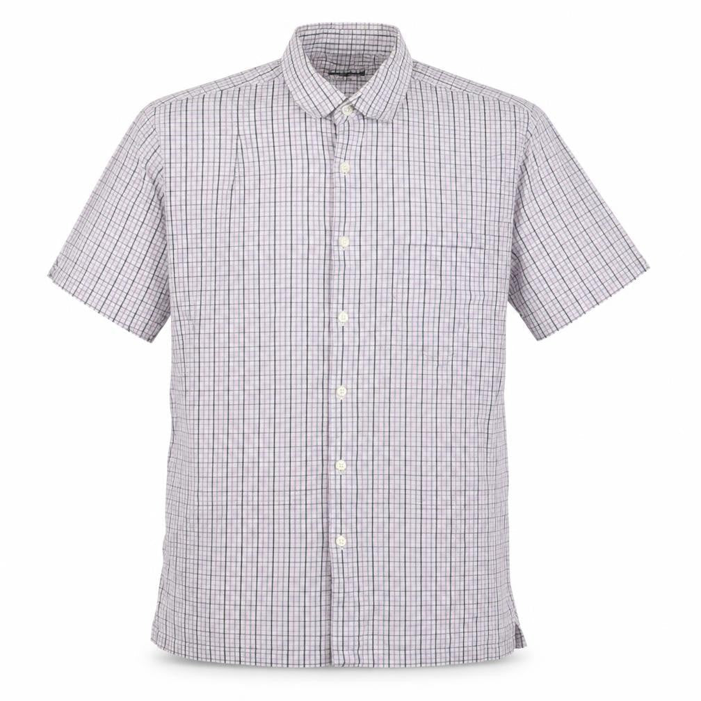 Racing Green Men's Medium Grey Check Short Sleeve Shirt