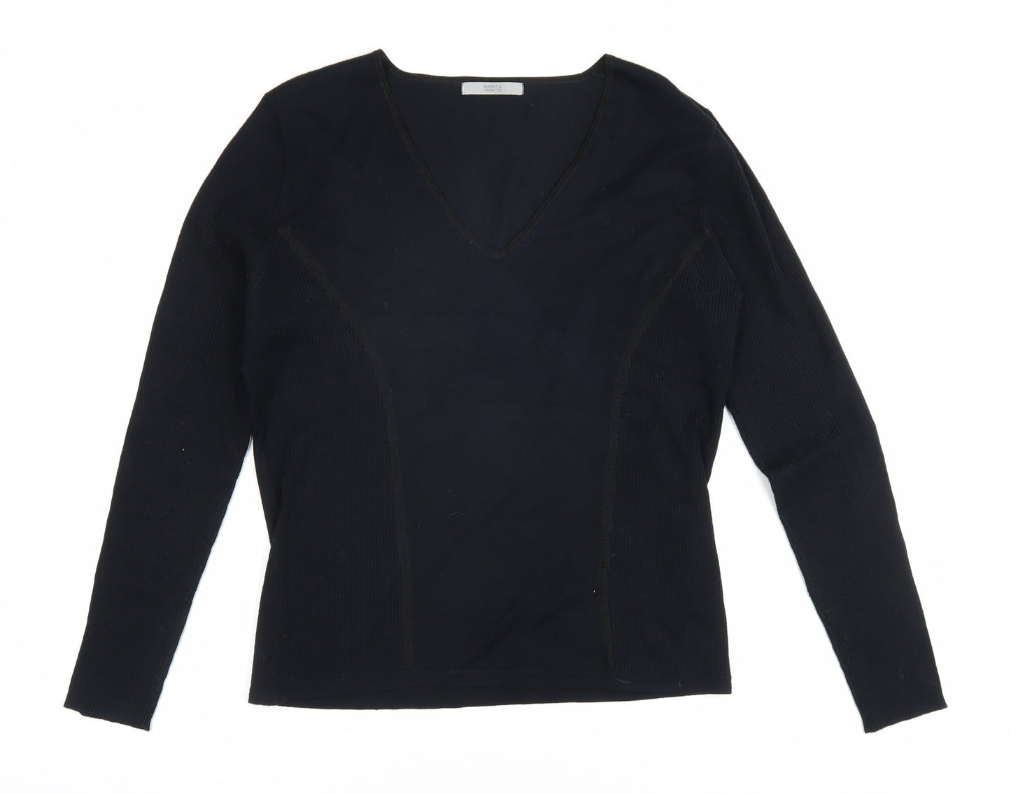 Marks & Spencer Black Viscose Women's Long Sleeve Blouse