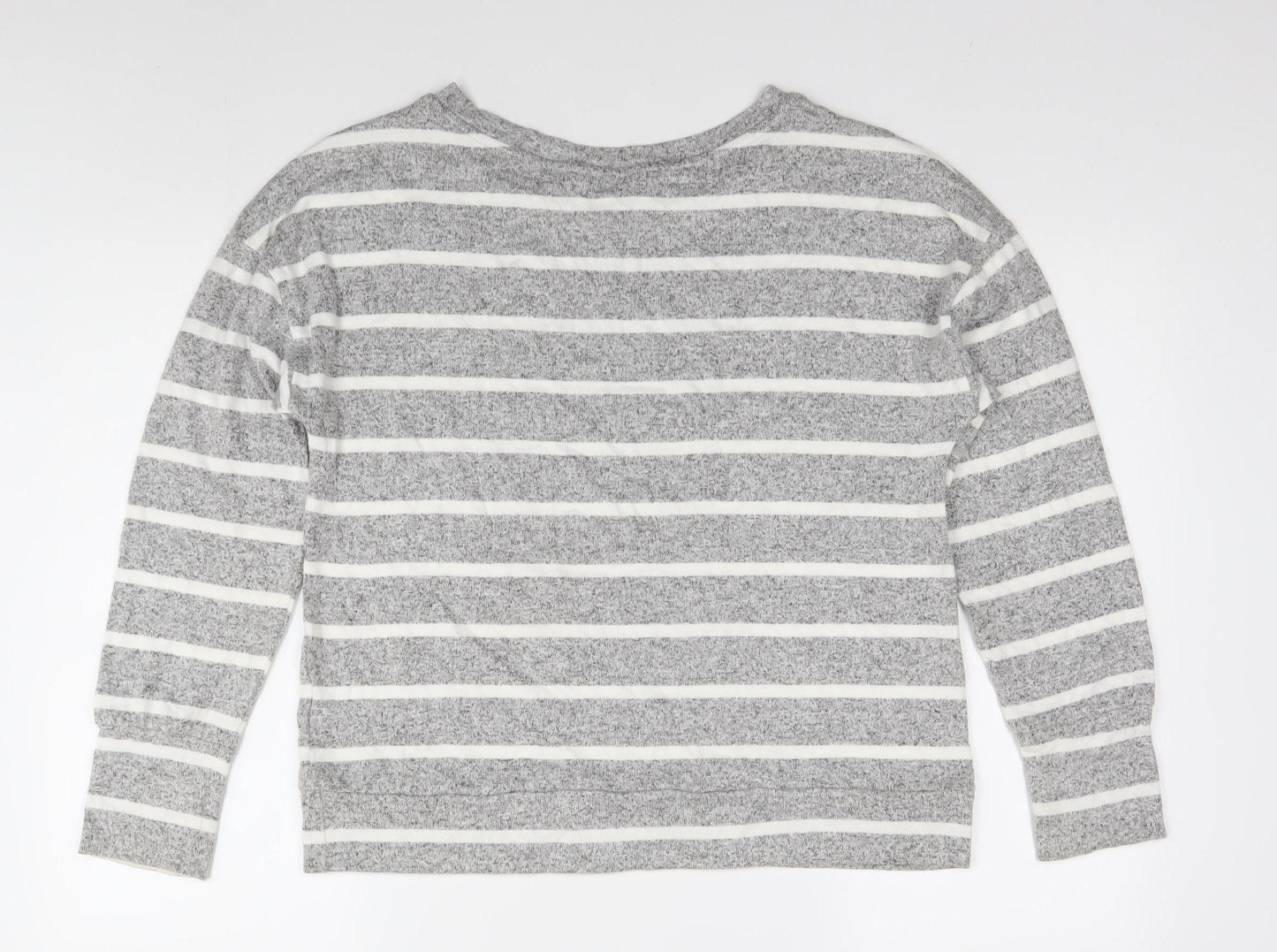 Marks and Spencer Women's Grey Striped Jersey Top Size 10