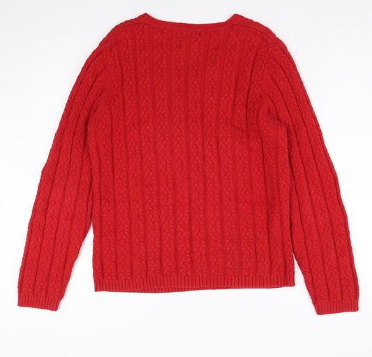 Northern Reflections Men's Red Cable-Knit Pullover Medium