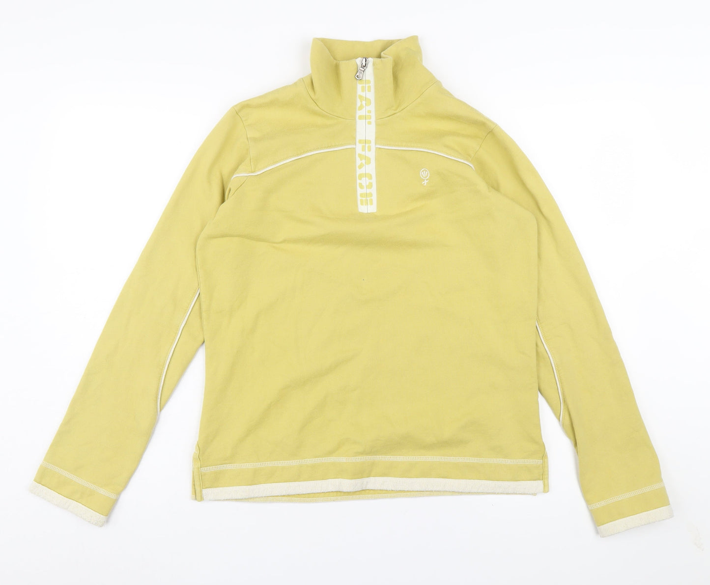 Fat Face Women's Yellow 1/4 Zip Sweatshirt Size 10