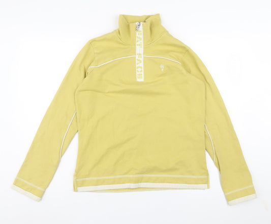 Fat Face Women's Yellow 1/4 Zip Sweatshirt Size 10