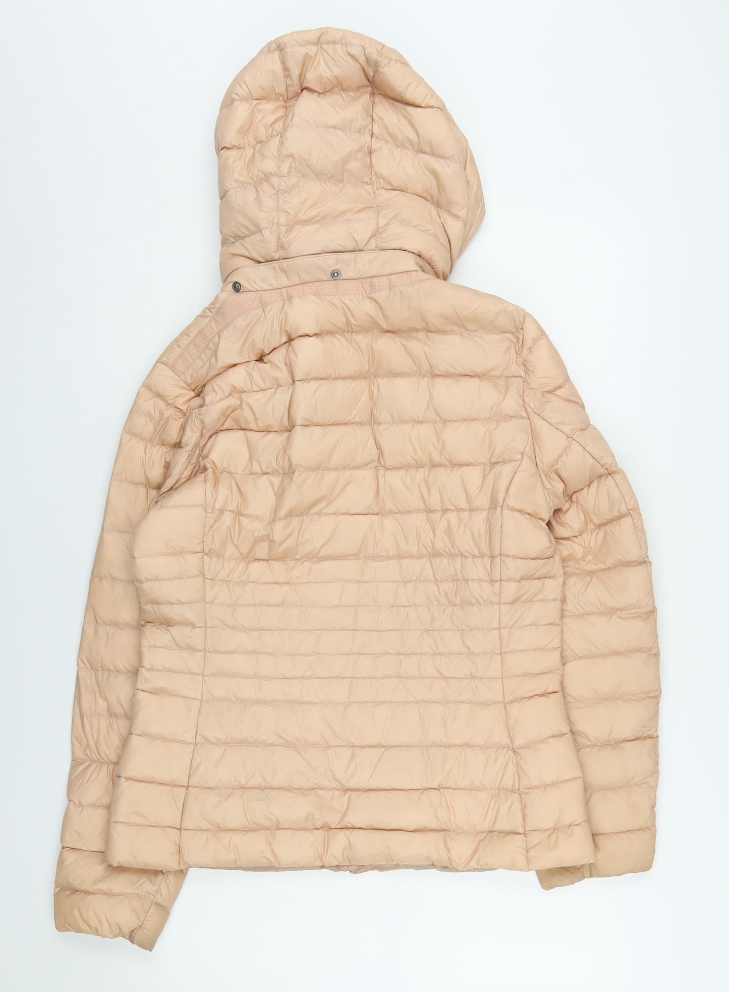 Geox Women's Beige Puffer Jacket Size 12 Hooded Zip