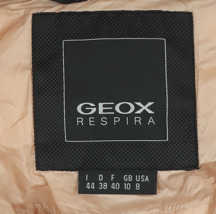 Geox Women's Beige Puffer Jacket Size 12 Hooded Zip