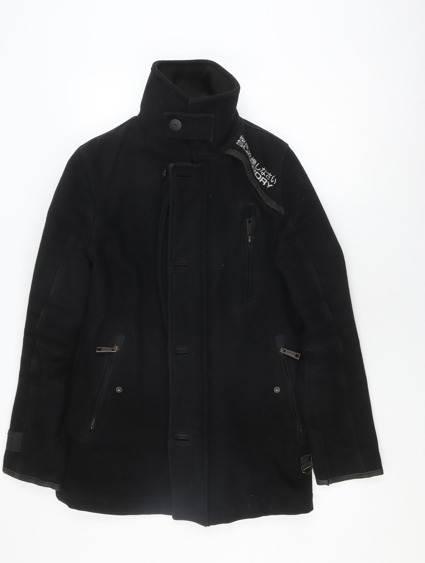 Superdry Men's Black Pea Coat in Size S