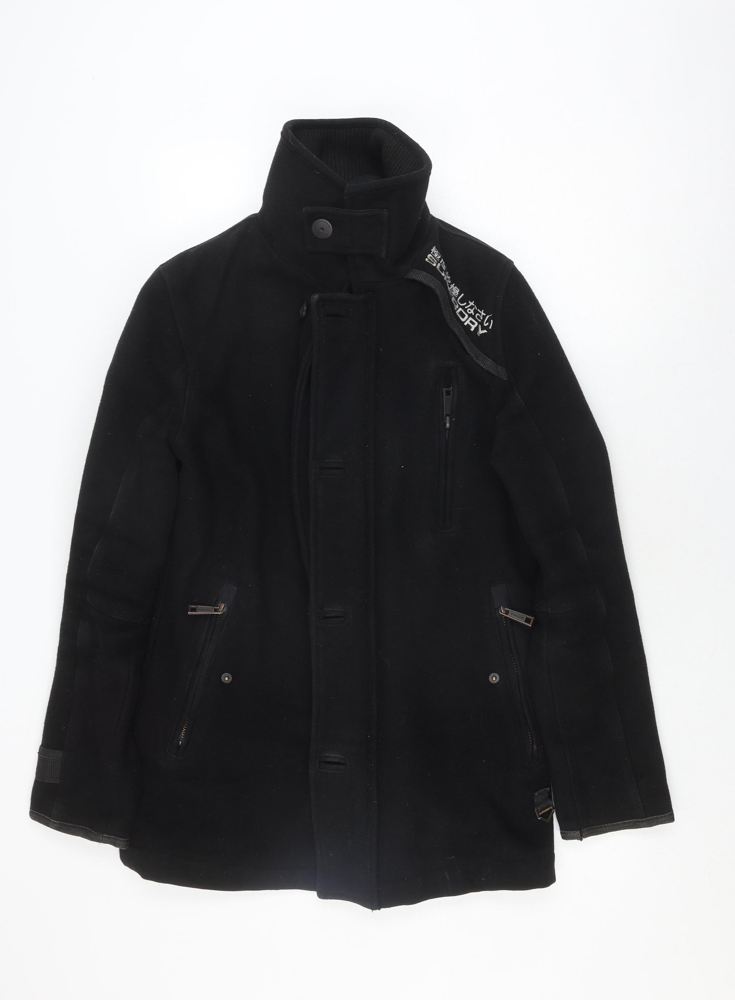 Superdry Men's Black Pea Coat in Size S
