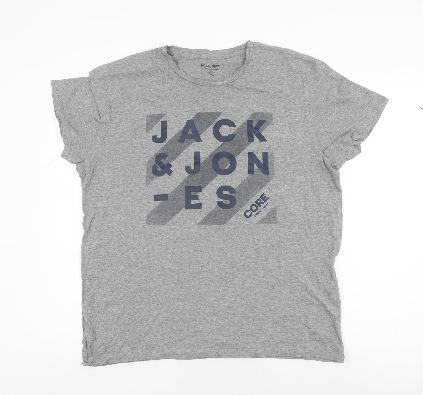 Jack & Jones Men's Grey 2XL Graphic Print Crew Neck T-Shirt