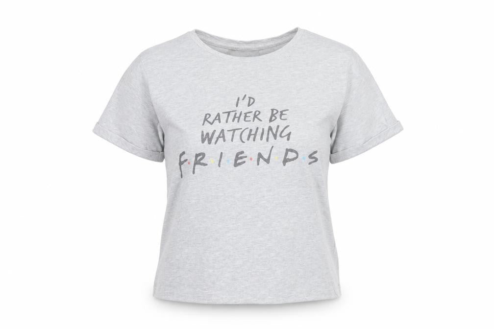 Front view of Friends girls’ grey graphic t-shirt s regular fit casual