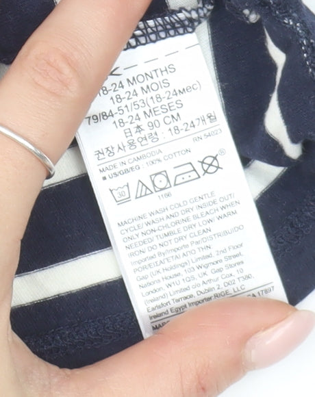 Gap Unisex Baby Blue Striped Fit & Flare Dress, Size 18-24 Months