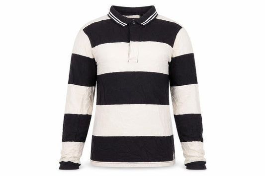 Brave Womens Soul Black White Striped Polo Shirt