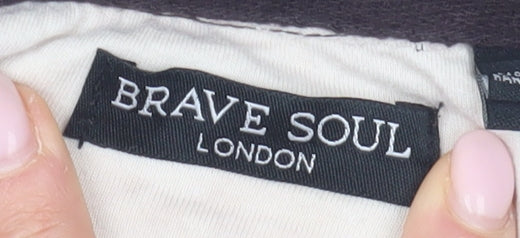 Brave Soul Unisex Black White Striped Polo Shirt