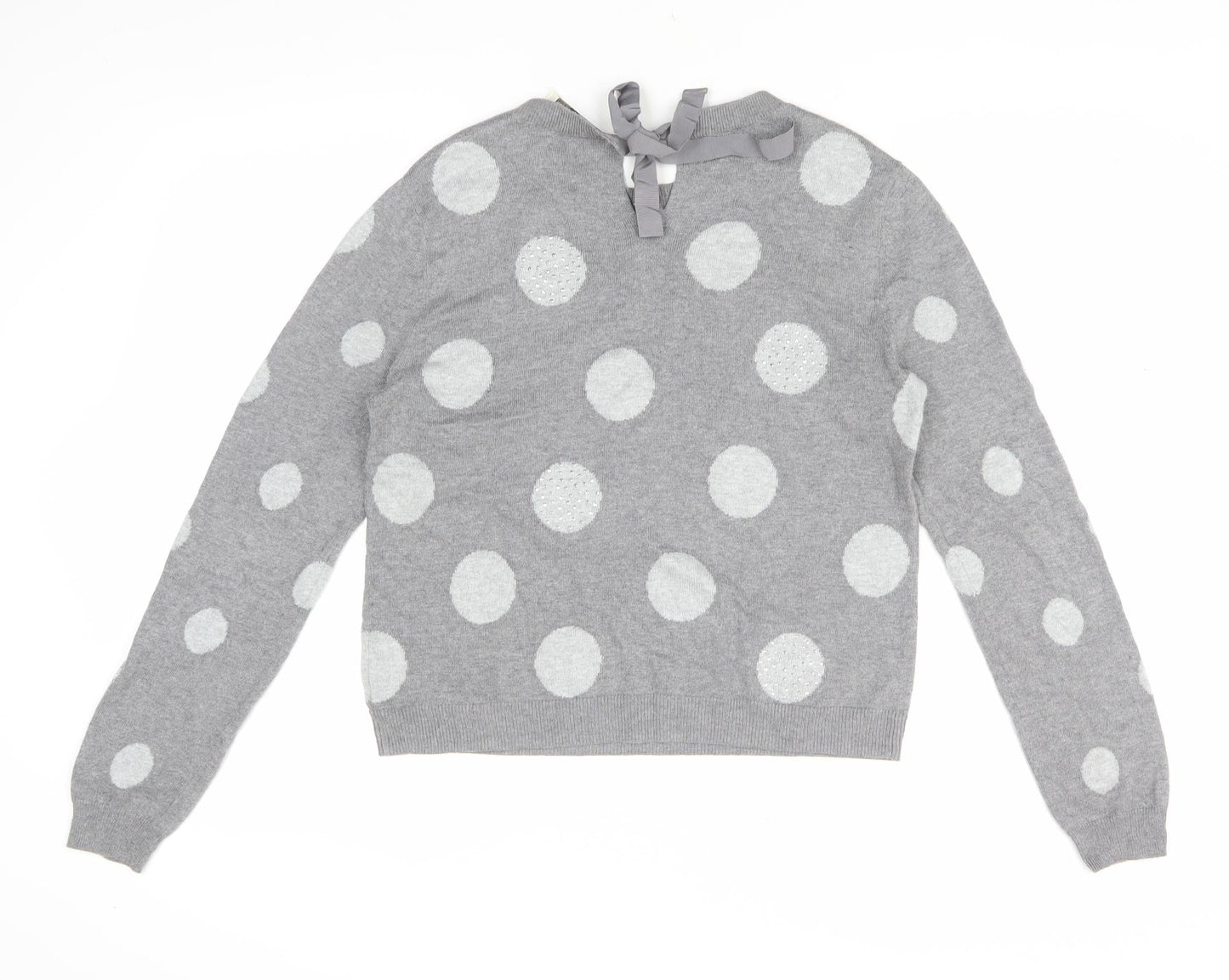 Oasis Women's Grey Polka Dot Pullover Jumper, M