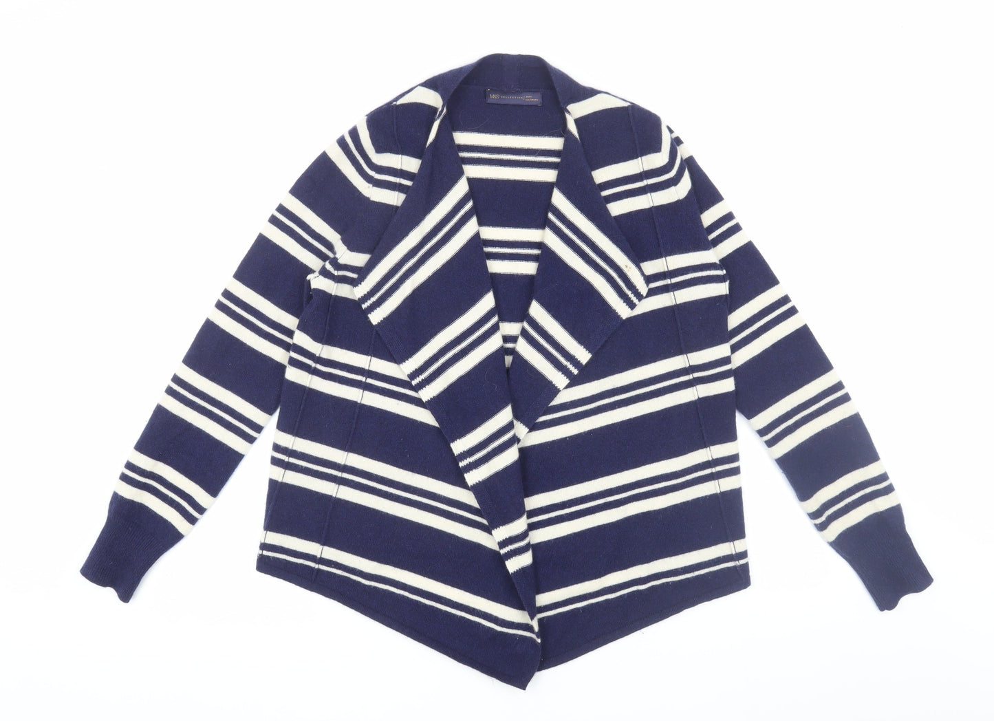 Marks and Spencer Women's Blue Striped Cashmere Cardigan