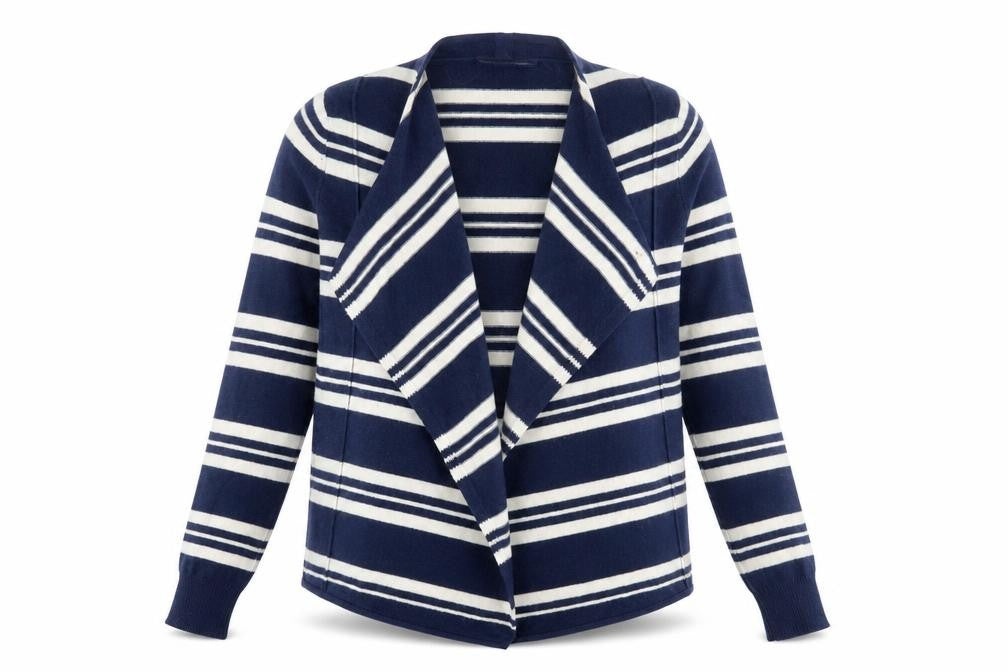 Marks and Spencer Women's Blue Striped Cashmere Cardigan