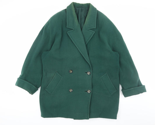 Marks and Spencer Women's Green Wool Pea Coat Size 14