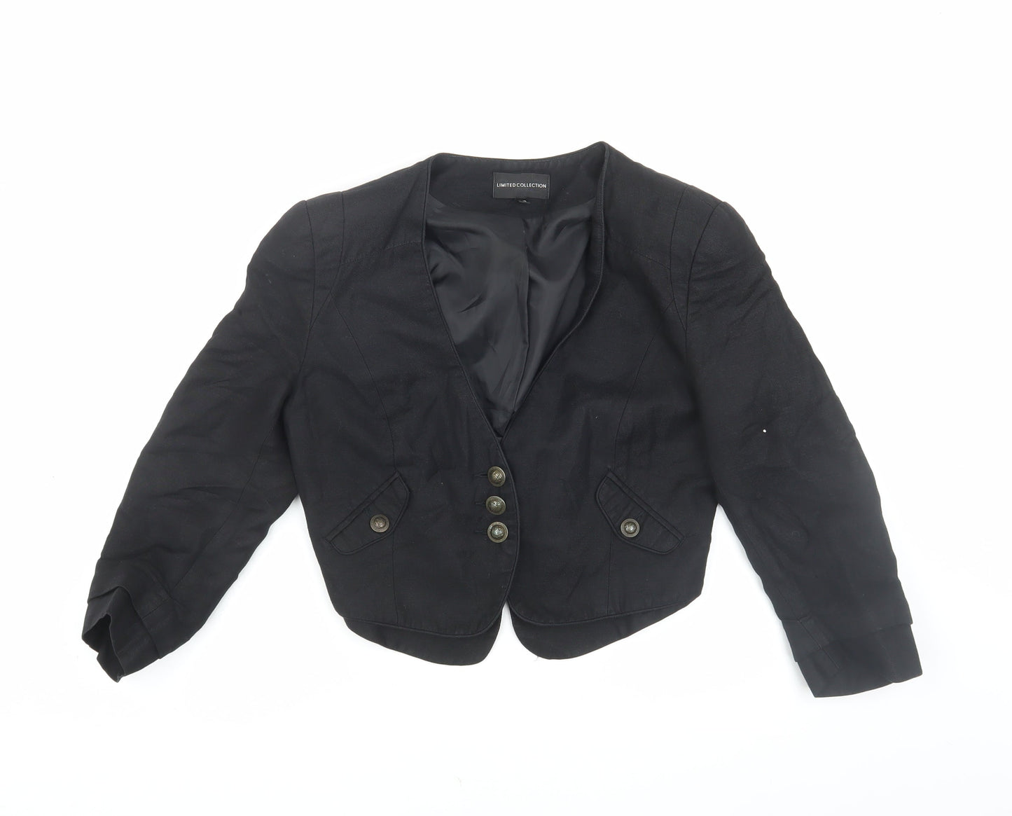 Marks and Spencer Black Linen Blazer, Size 10, Women's