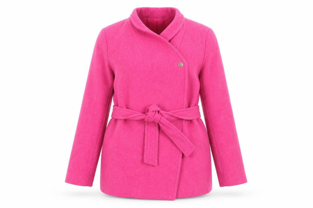 Oasis Women's Pink Belted Coat, Size 12, Winter Classic