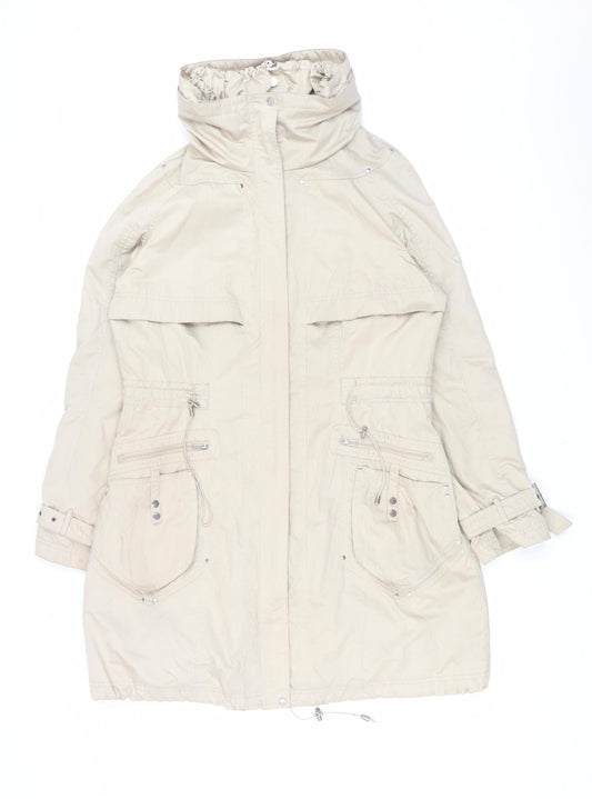 Clements Ribeiro Women's Beige Long Parka Coat Size 14
