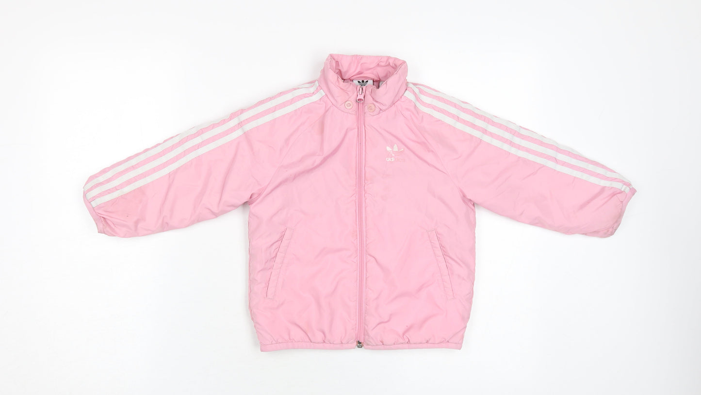 Adidas Girls Pink Puffer Jacket, 3-4 Years, Lightweight, Hooded