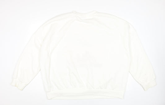 Disney Women’s White XL Stitch Graphic Pullover Sweatshirt