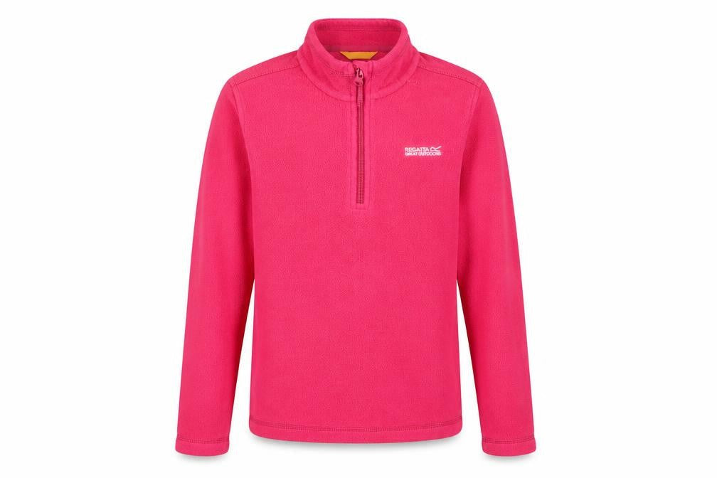 Front view of Regatta girls’ pink fleece sweatshirt 11-12 years 1/4 zip