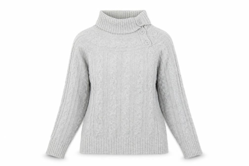 Womens UK 12 Regular Peter Storm Grey Pullover Cable-Knit