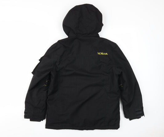 hOttunA Boys Black Parka Jacket 11-12 Years Hooded Winter Coat