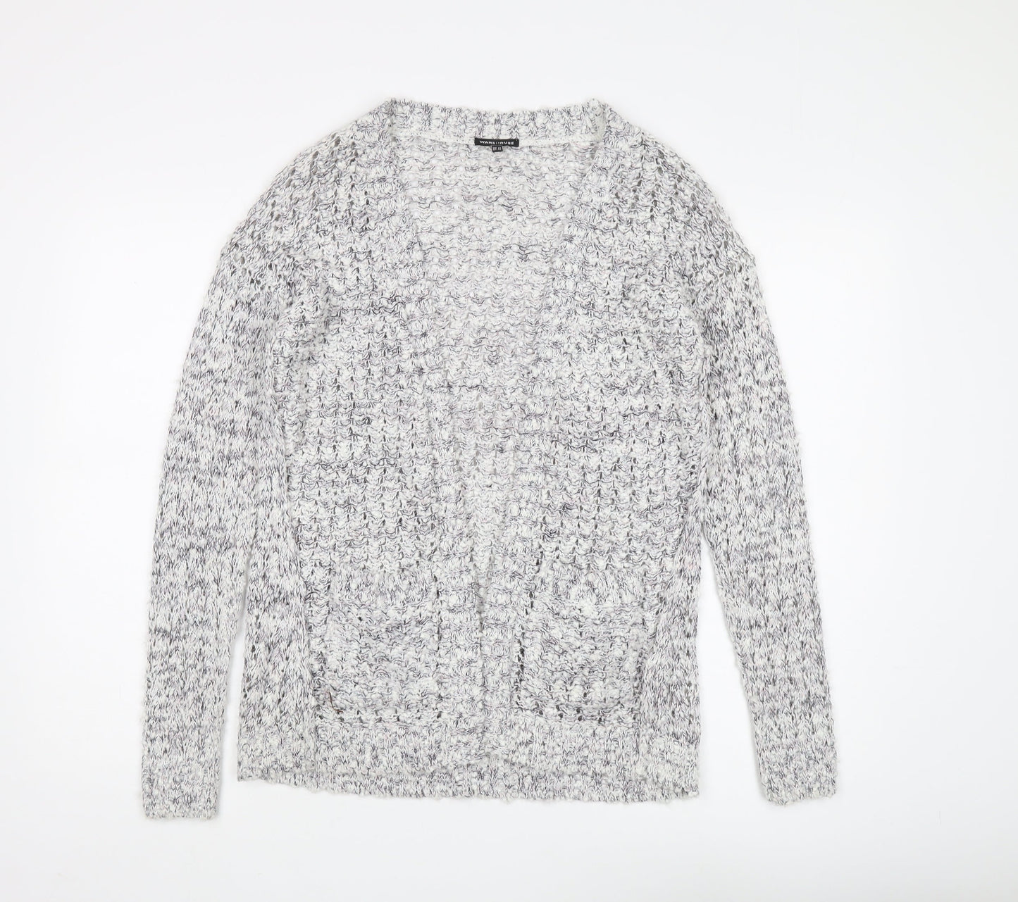 Warehouse Women's Grey Cardigan Size 12 Relaxed Fit