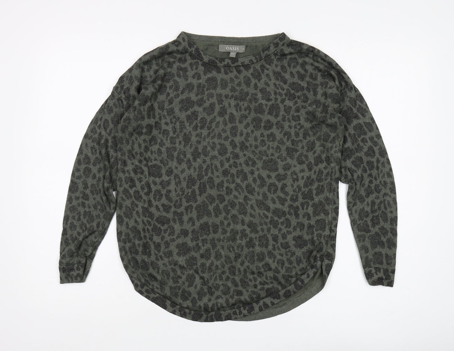 Oasis Women's Green Animal Print Pullover in Size M