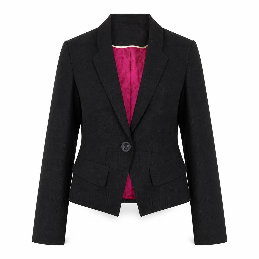 Next Women's Black Check Regular Blazer, Size 8