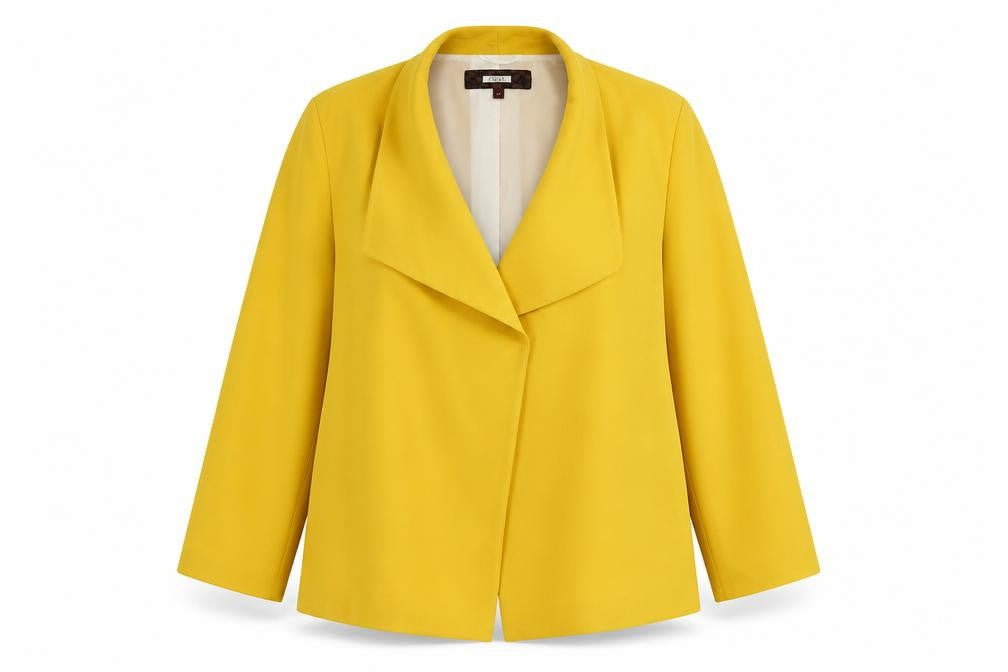 Next Women's Yellow Blazer Size 12, Shawl Lapel, Lined