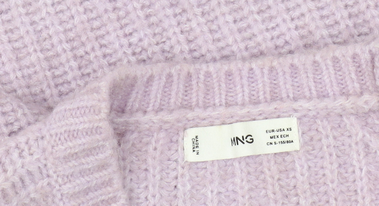 MNG Women's Purple Chunky-Knit Pullover Jumper XS