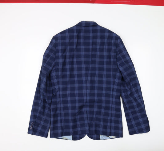 ASOS Men's Blue Check Blazer, Size 38R, Formal Super Skinny Fit