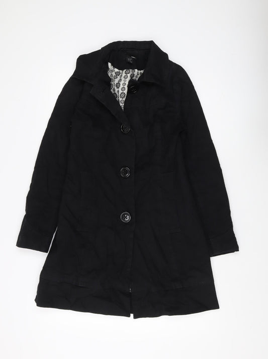 H&M Women's Black Mid-Length Overcoat Size 10
