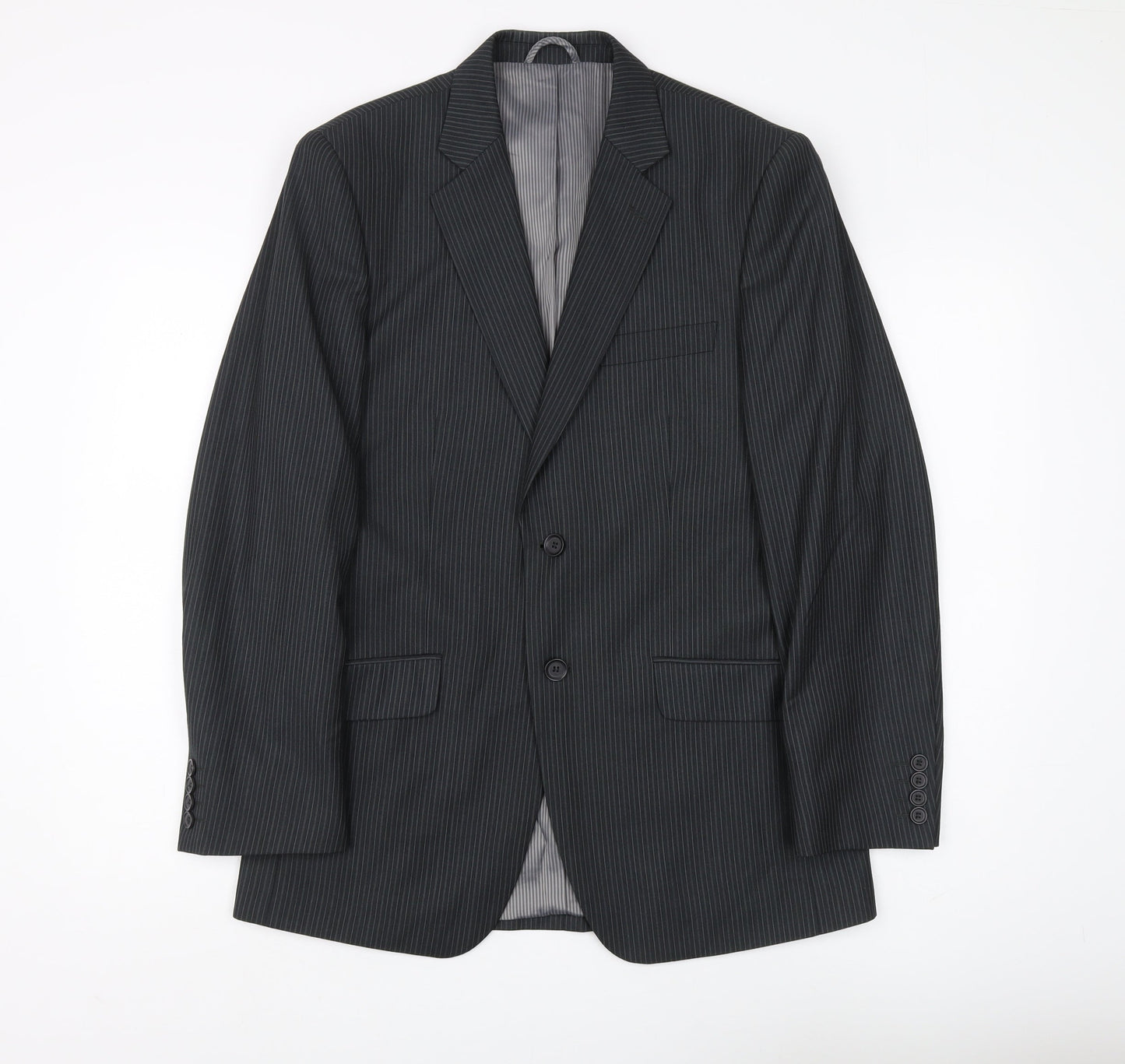 Burton Men's Black Striped Blazer Size 38 Slim Fit