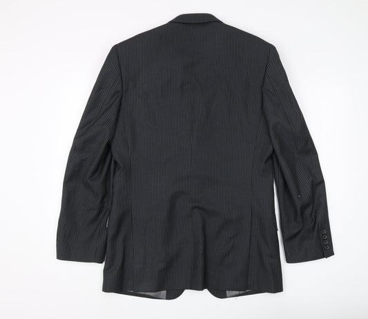 Burton Men's Black Striped Blazer Size 38 Slim Fit