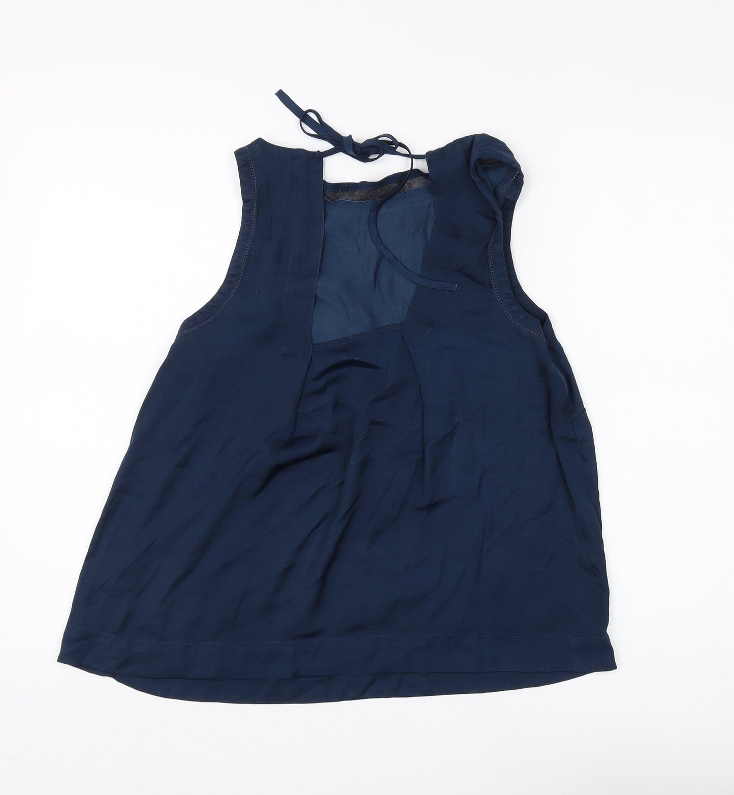 Women's Blue Halter Tank Top, Size L - Casual Polyester