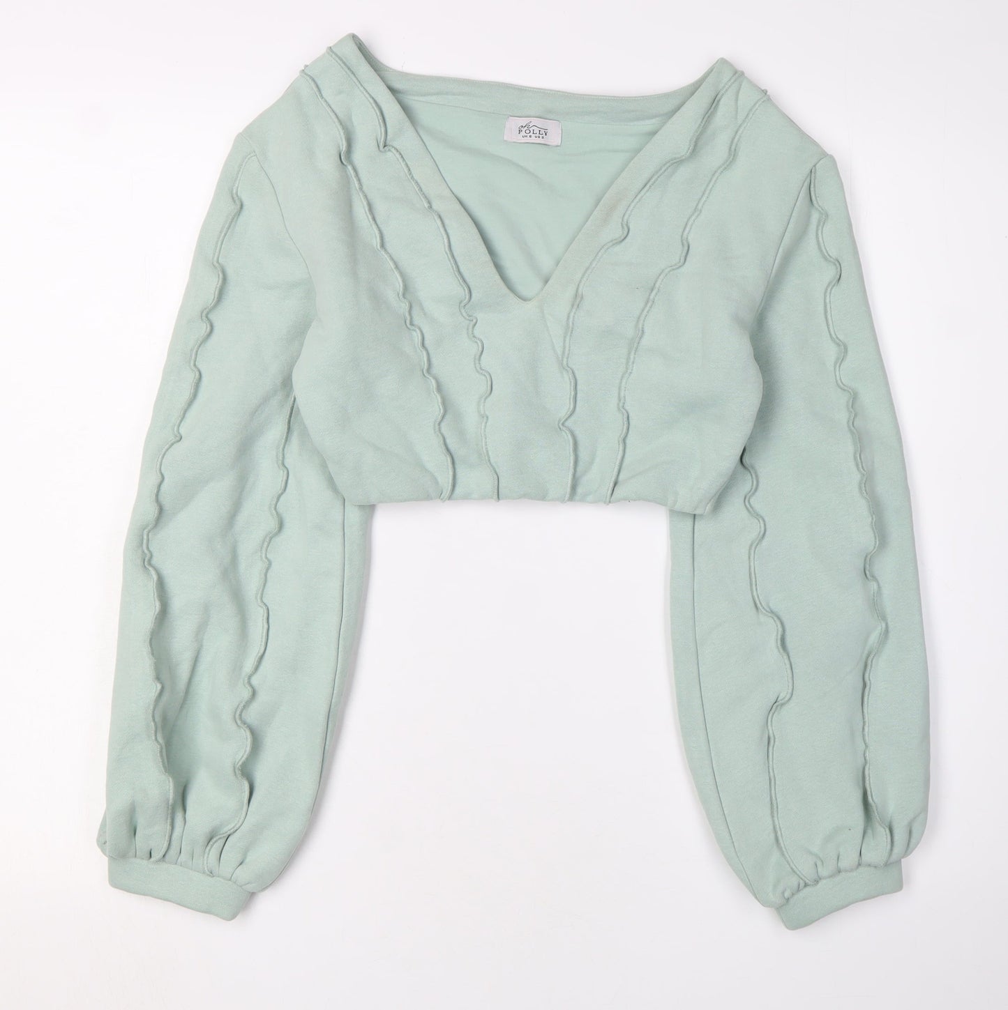 Oh Polly Women's Green V-Neck Pullover Sweatshirt