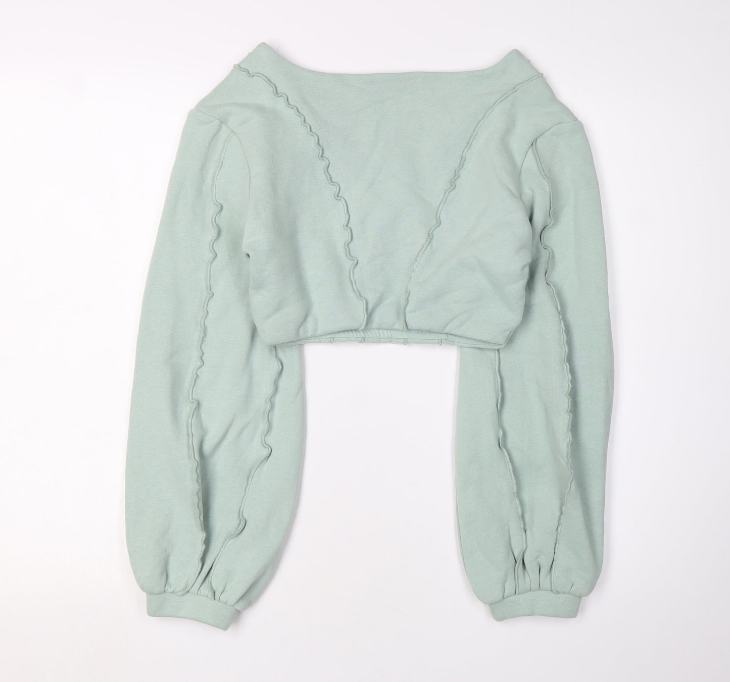 Oh Polly Women's Green V-Neck Pullover Sweatshirt